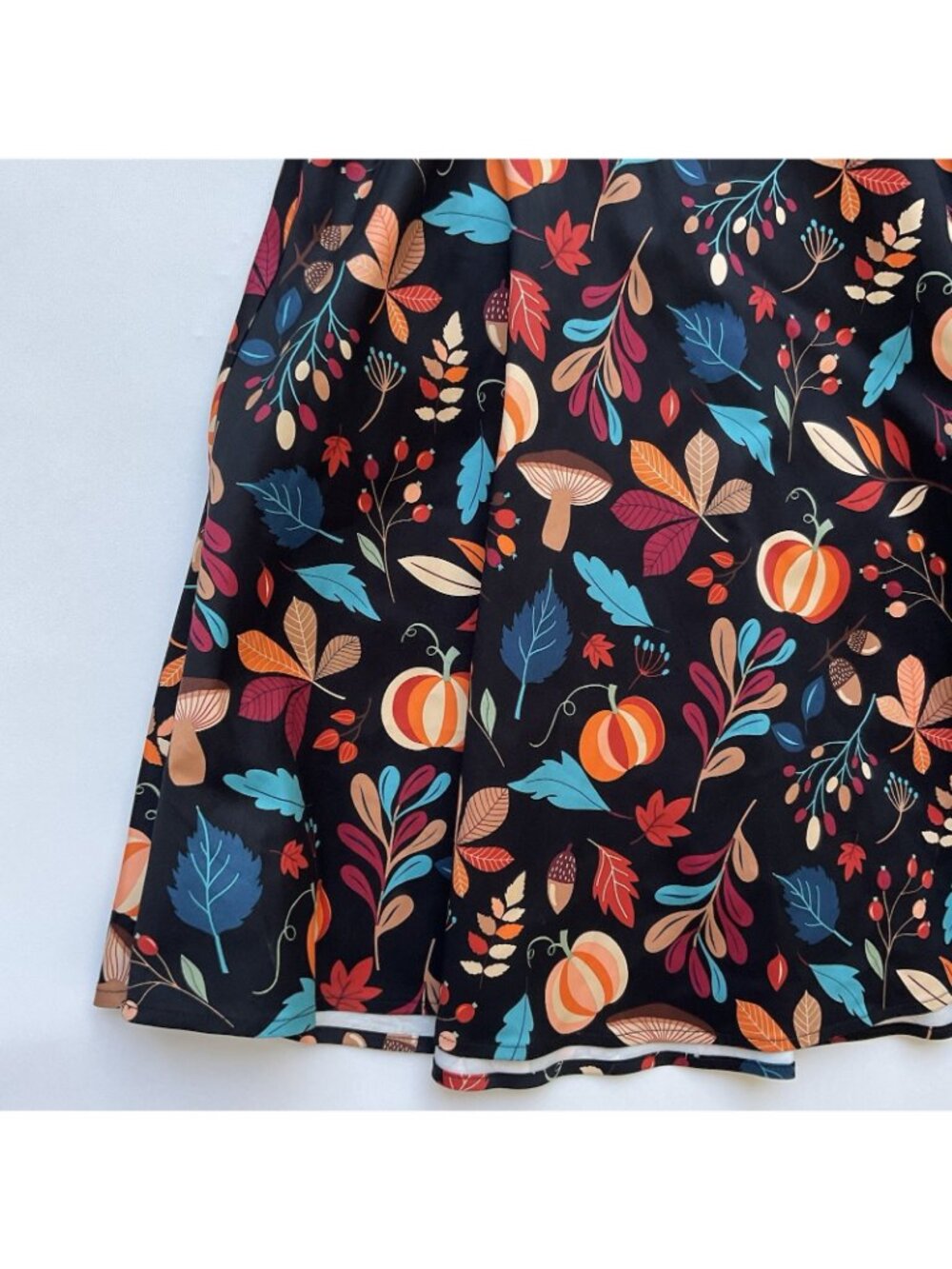 Eva Rose Women’s Pumpkin & Leaves Retro Print Dress 3/4 Sleeves Printed Size L - Picture 2 of 9